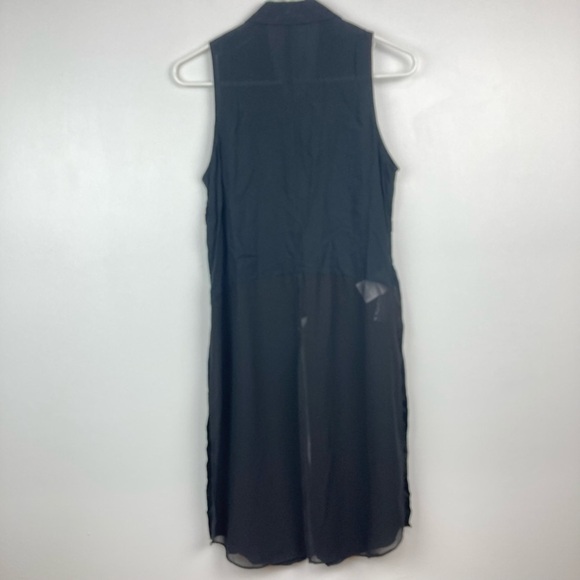 BCBGeneration Longline Sheer Button Up Top Cover-Up Tunic in Black - Picture 6 of 12